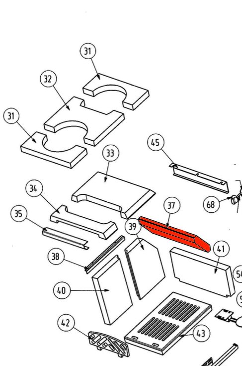 Wamsler W1-50 Rückwandstein oben Schamotte