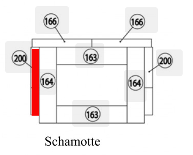 Haas+Sohn Varde 275.15 Pierre de paroi côté à gauche pierre de la chambre de combustion
