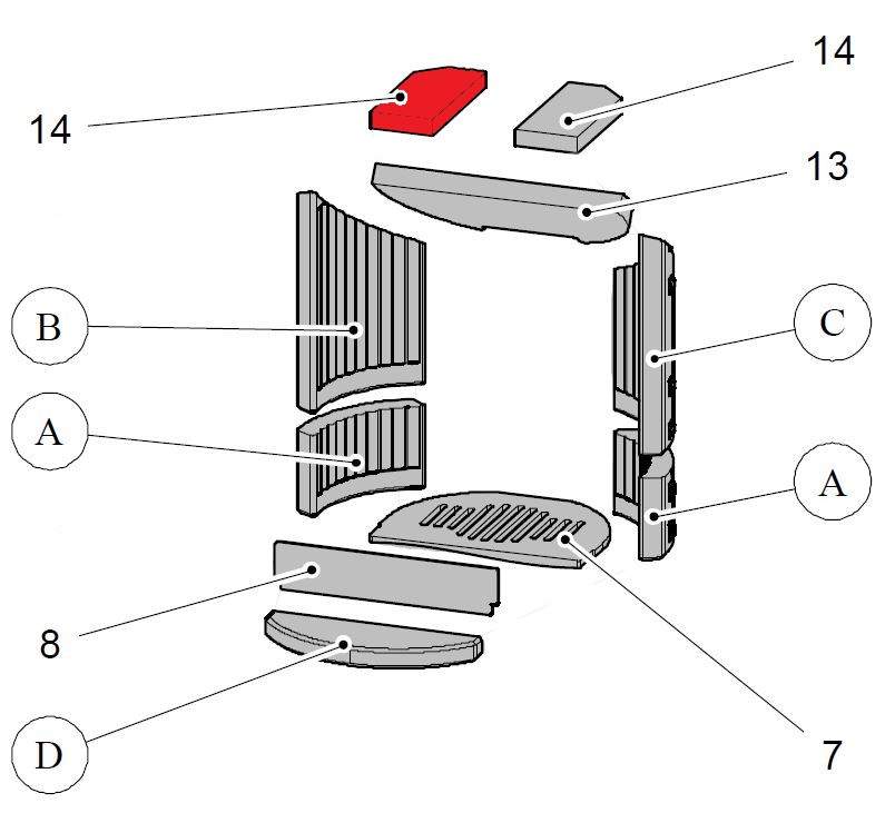 Haas-Sohn Ficus 287.12 røgvenderplade oven venstre
