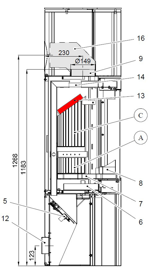 Haas-Sohn Kalius 286.12 røgvenderplade nede
